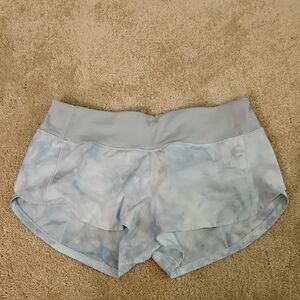 Lululemon Speed Up Low-Rise Lined Light Blue Tie-Dye Shorts